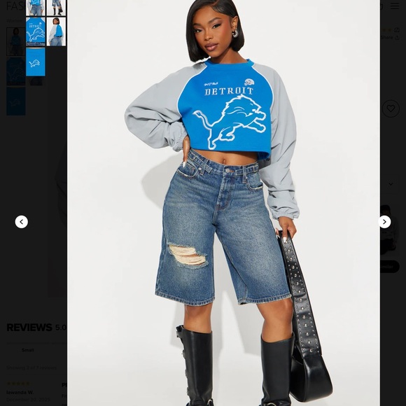 Fashion Nova Blue and Gray Detroit Sweatshirt - Picture 5 of 6